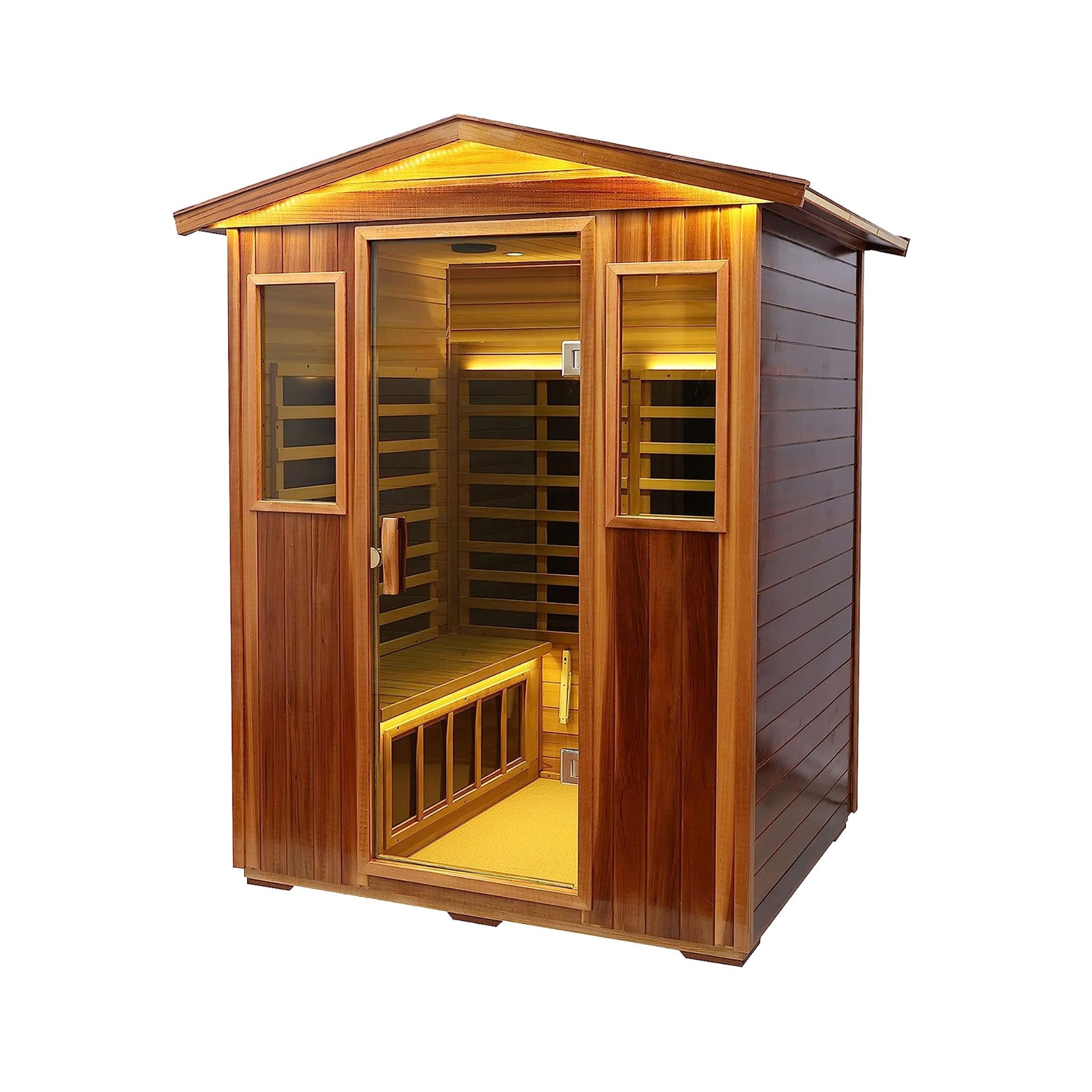 Thermora 4-Person Outdoor Infrared Hemlock Sauna With Tempered Glass Door (SAK82140)